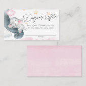 Cartes de tombola rose jaune pour bébé éléphant mi (Devant / Derrière)