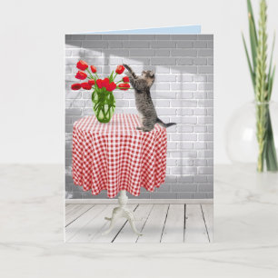 Cartes de tulipes rouges pour chats et anniversair