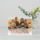 Cartes de vacances à motif feuille d'or rose (Debout devant)