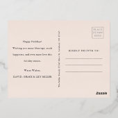 Cartes de vacances à motif feuille d'or rose (Verso)