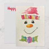 Cartes de vacances bonhomme de neige aquarelle (Devant / Derrière)