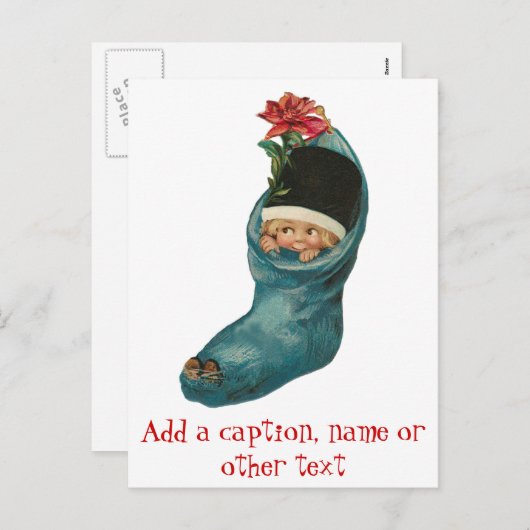 Cartes de vacances de bébé mignon dans une chausse (Devant / Derrière)