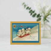 Cartes de vacances de triplés mignons en traîneau (Debout devant)