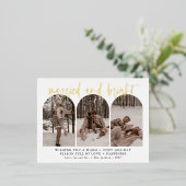 Cartes de vacances en or à feuilles modernes pour  (Debout devant)