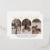 Cartes de vacances en or à feuilles modernes pour  (Recto/Verso)