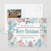 Cartes de vacances florales Joyeuses Fêtes | Carte (Devant / Derrière)