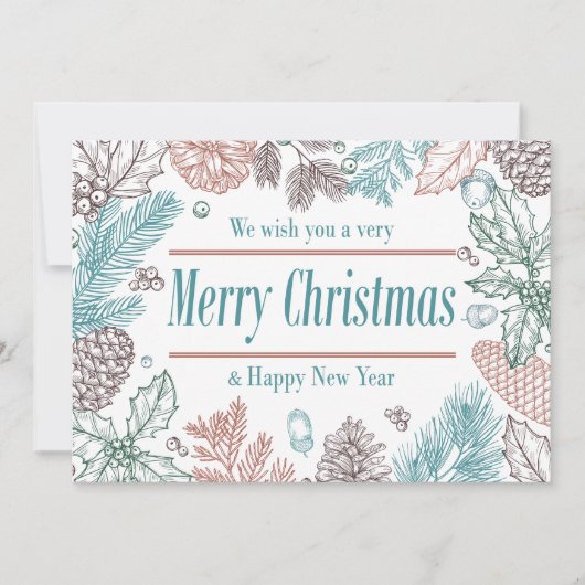 Cartes de vacances florales Joyeuses Fêtes | Photo (Devant)