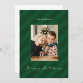 Cartes de vacances photo rayées modernes joyeuses (Devant / Derrière)