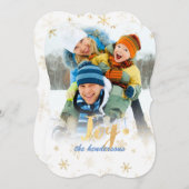 Cartes de vacances PixDezines flocons de neige/or (Devant / Derrière)