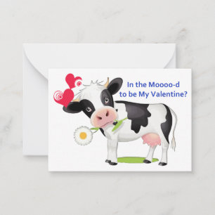Cartes de Valentine de vache à fleur à distribuer