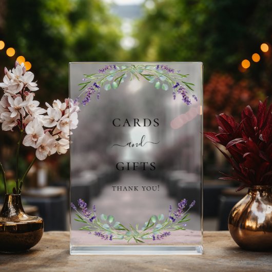 Cartes de verdure lavande mariage eucalyptus cadea