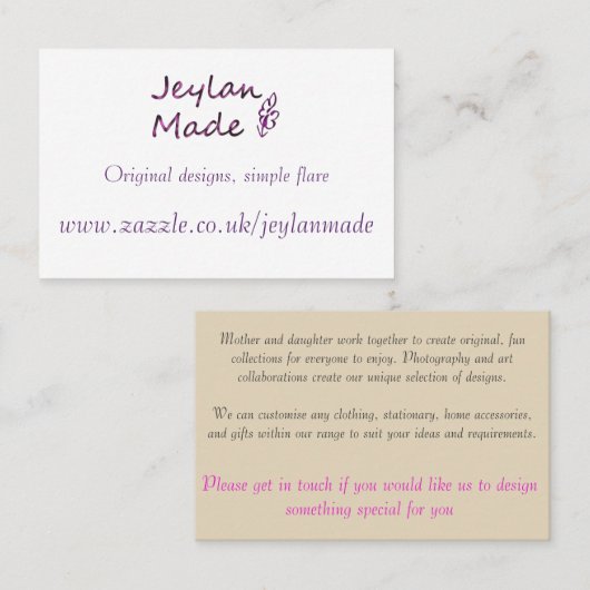 Cartes de visite (Devant / Derrière)