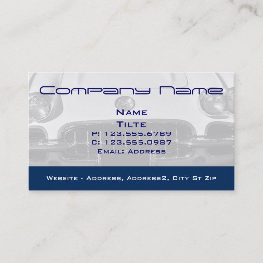 Cartes de visite 1960 d'entrée de Corvette (Devant)