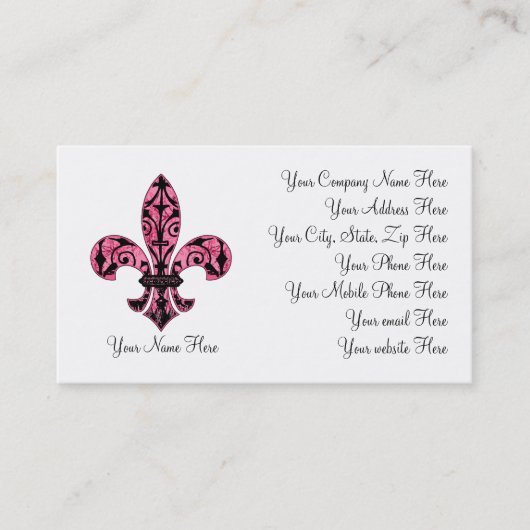 Cartes de visite 2 de Fleur de lis Pink (Devant)