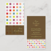 Cartes de visite à carreaux rétro à pois (Devant / Derrière)