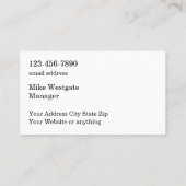 Cartes de visite à double face de l'automobile (Dos)