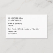 Cartes de visite à double face pour le nettoyage d (Dos)