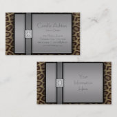 Cartes de visite à impression léopard et diamants (Devant / Derrière)