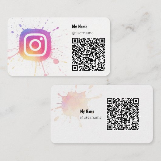 Cartes de visite à l'icône Instagram (Devant / Derrière)