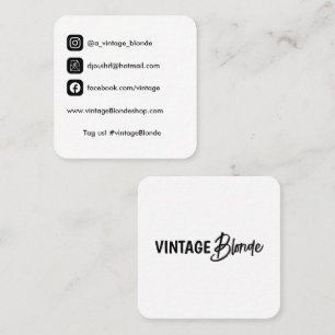 Cartes de visite à logo carré personnalisé Coin