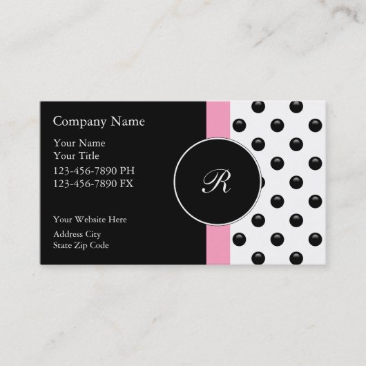 Cartes de visite à monogramme rose (Devant)