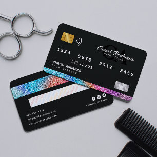 Cartes de visite à paillettes modernes avec initia