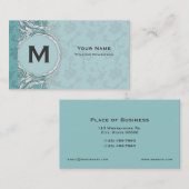 Cartes de visite à profil floral sarcelle Monogram (Devant / Derrière)