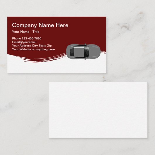 Cartes de visite à thème de l'automobile (Devant / Derrière)