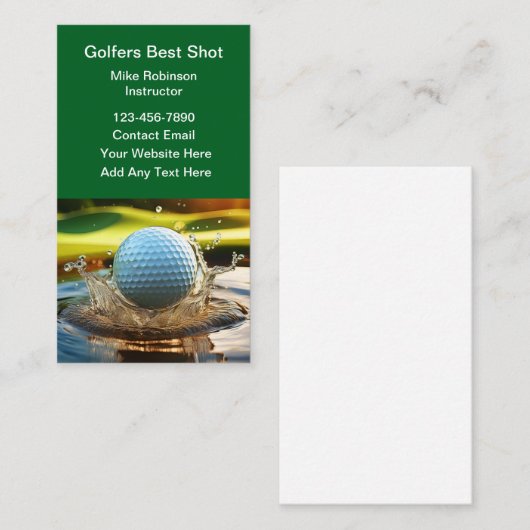 Cartes de visite à thème golf Design (Devant / Derrière)