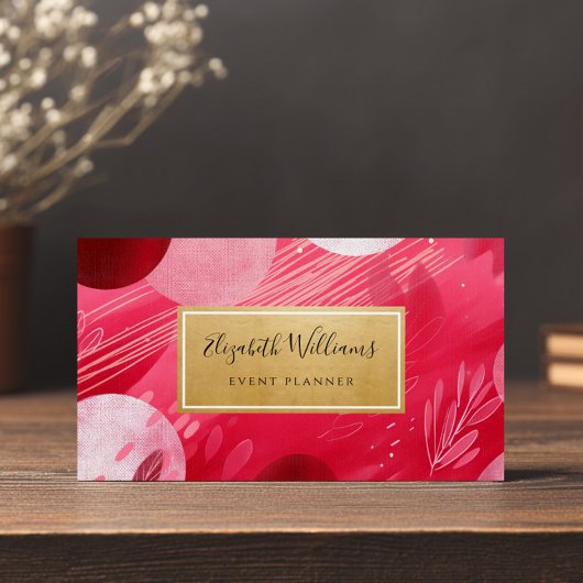 Cartes de visite abstraites or rose chaud