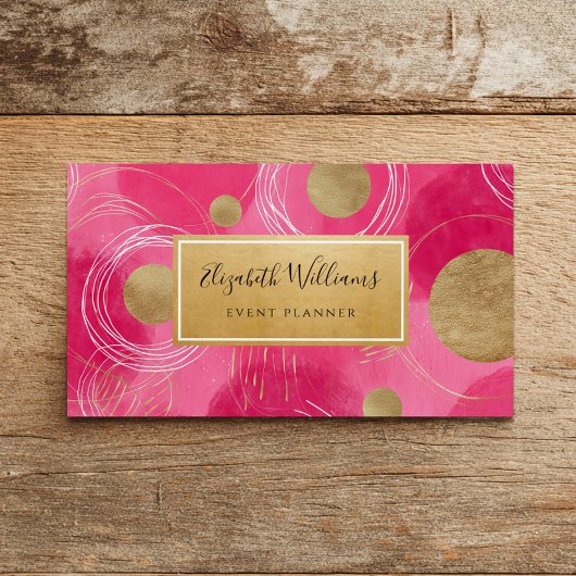 Cartes de visite abstraites or rose chaud