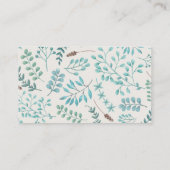 Cartes de visite Aide-Mère Feuilles Bleu Sarcelle (Dos)