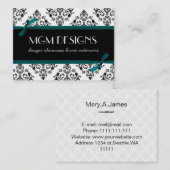 cartes de visite aqua damask (Devant / Derrière)