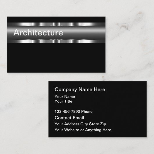 Cartes de visite argentées d'architecture chic (Devant / Derrière)