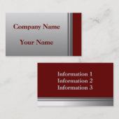 Cartes de visite argentés et rouges classiques (Devant / Derrière)