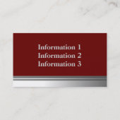 Cartes de visite argentés et rouges classiques (Dos)