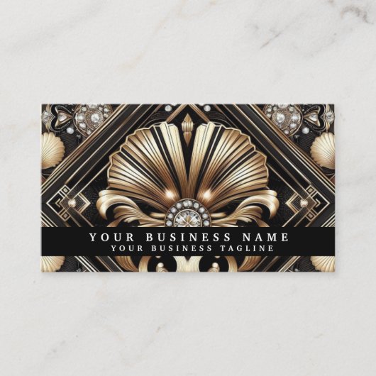 Cartes de visite Art Déco avec QR Code de luxe (Devant)