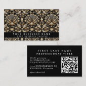 Cartes de visite Art Déco avec QR Code de luxe (Devant / Derrière)