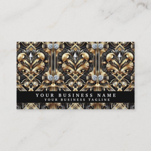 Cartes de visite Art Déco avec QR Code de luxe (Devant)