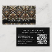 Cartes de visite Art Déco avec QR Code de luxe (Devant / Derrière)
