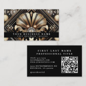 Cartes de visite Art Déco avec QR Code de luxe (Devant / Derrière)