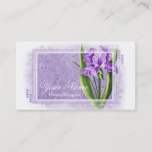 Cartes de visite assez pourpres d2 de fleur d'iris (Devant)
