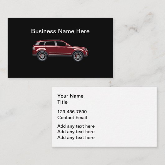 Cartes de visite automobiles Conception simple (Devant / Derrière)