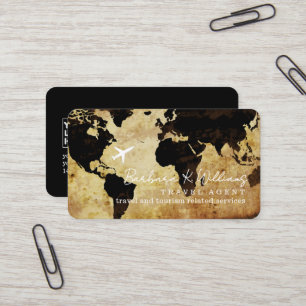 Cartes de visite avec carte du monde pour les agen