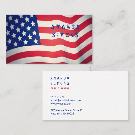 Cartes de visite avec drapeau américain (Devant / Derrière)