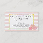 Cartes de visite | Bande rose et pivoine blanche (Devant)