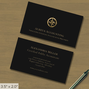 Cartes de visite Black Gold Compass pour comptable