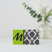 Cartes de visite Black Lime Green Damask (Debout devant)