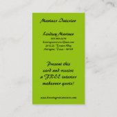 Cartes de visite Black Lime Green Damask (Dos)