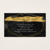 Cartes de visite Black Marble Gold Brush (Devant)